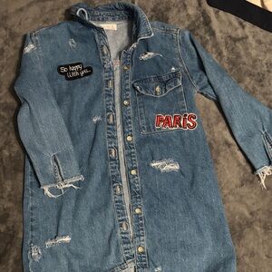 Zara Kids Blue Jean Jacket with Patches